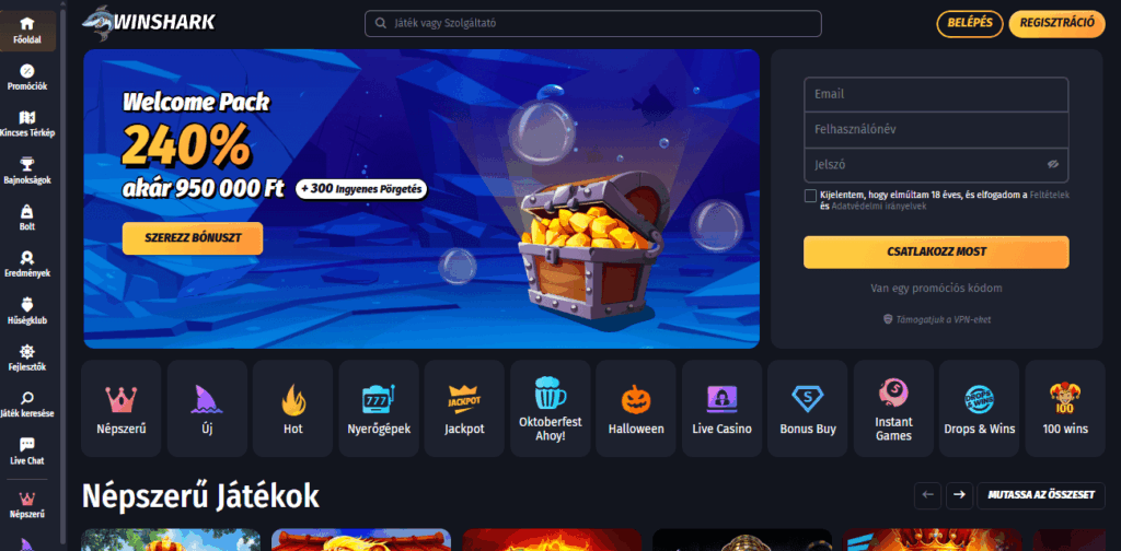 WinShark Kaszinó Bónusz